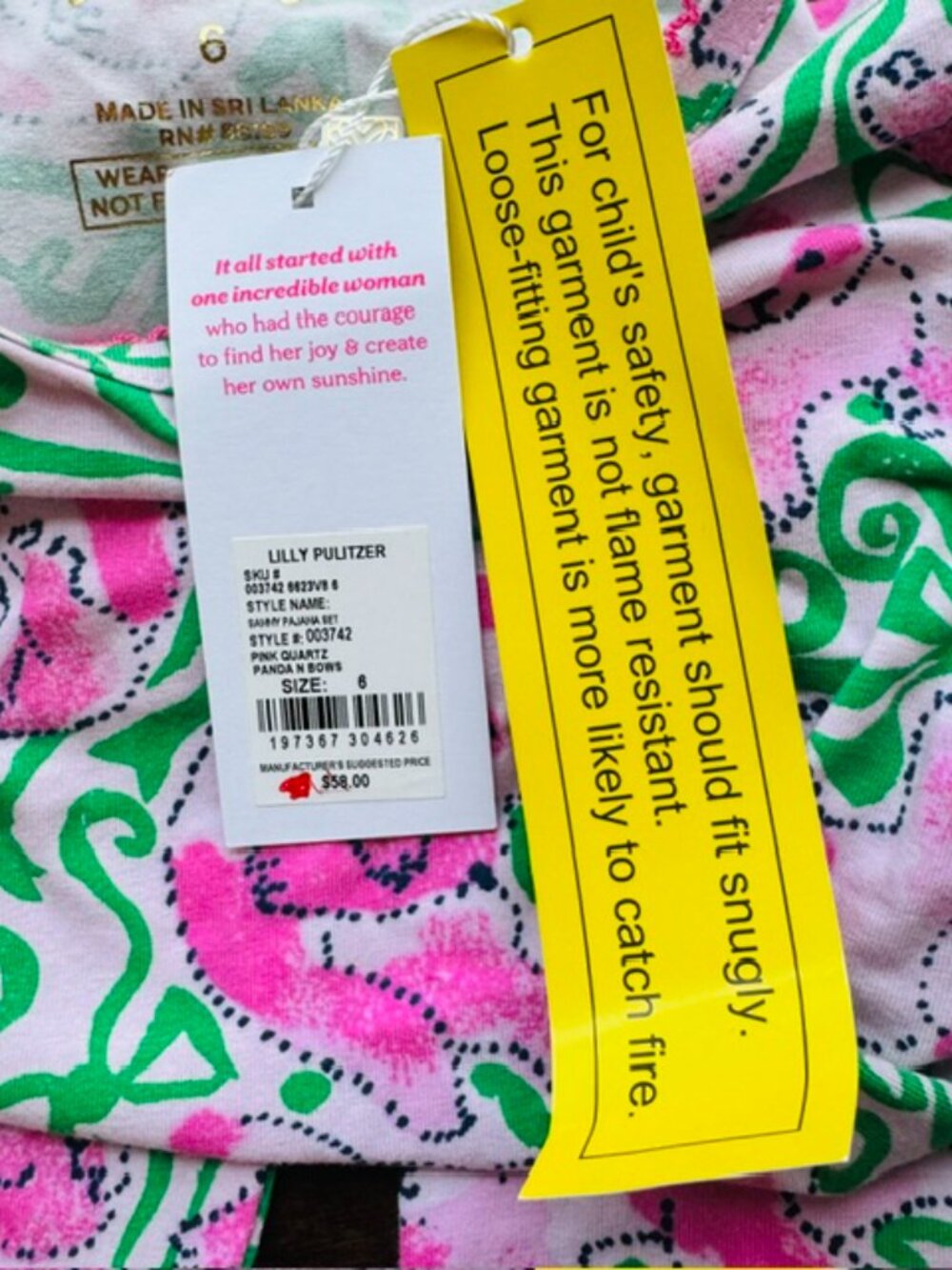 NWT Lilly Pulitzer Girls Sammy Pajama Set Pink Quartz Panda N Bows Size 6 $58 - Picture 4 of 6